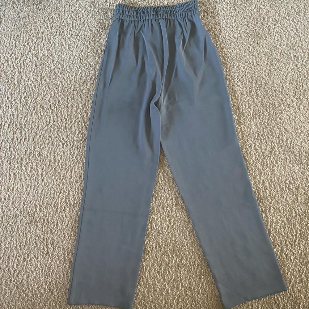 NWT J.ING Grey Half Elastic Pleat Detail Wide Leg Suit Pants - Picture 7 of 7